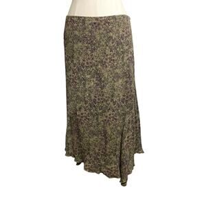 J Jill Floral Boho Asymmetrical Flowy Cottage Fairy Core Hippie Midi Skirt Sz L